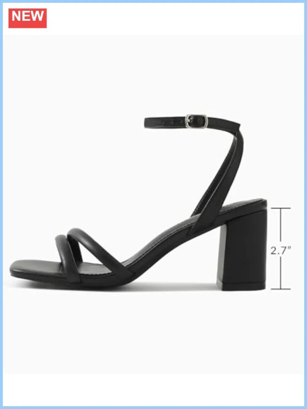 Strappy Square Toe Chunky Heel Sandals Ankle Buckle Heels for Women